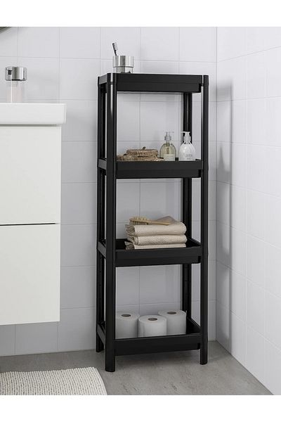 ALMUFARREJ 4 Layer Vesken Shelving Unit Shelf Black 36x23x100 cm