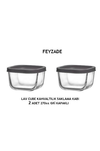 LAV Feyzade Cube 2Pcs 270Cc Gray Storage Container Set (Cub-225)