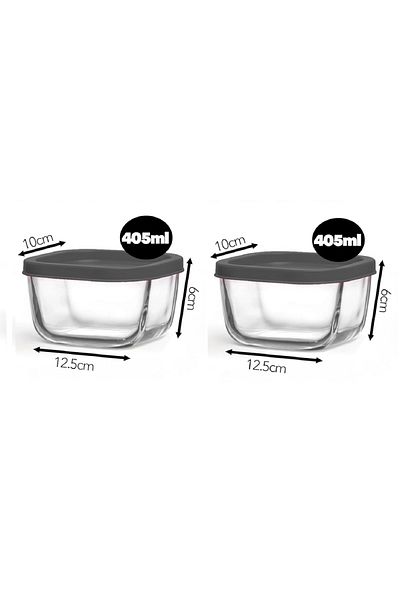 LAV Feyzade Cube 2Pcs 405Cc Gray Lid Storage Set - Cub-235