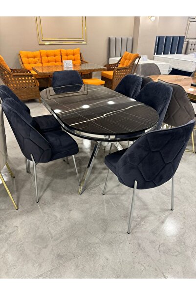 ÜNALMIŞ Yemek Mutfak Masa - 90 X 170 Mdf Lüx Qualty (MASA VE 6 SANDALYE)