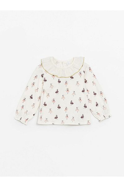 LC Waikiki Crew Neck Long Sleeve Printed Baby Girl Blouse and Leggings Pants Set of 2