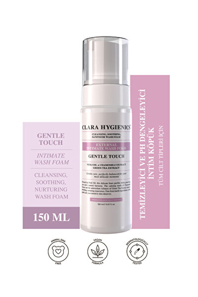 Clara Hygienics Gentle Touch Genital Bölge Temizleme Köpüğü 150ml – Temizleyici Koku ve Mantar Önleyici Vegan Ph 4.1