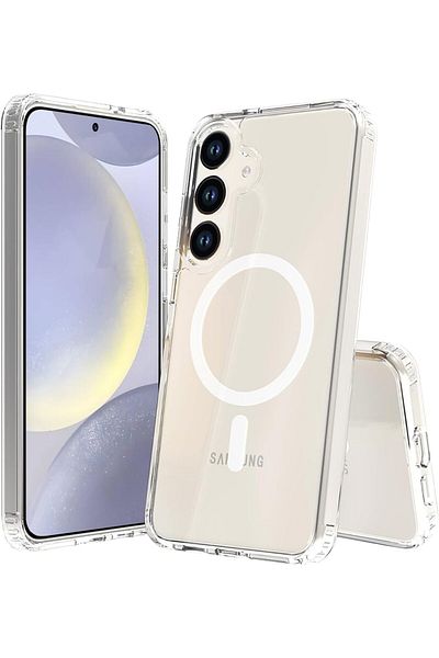 SÇHA LABS متوافق مع هاتف Galaxy S24 Plus (6.7 بوصة) MagSafe متوافق مع الهواء الهجين الممتص للصدمات TPU + PC شفاف
