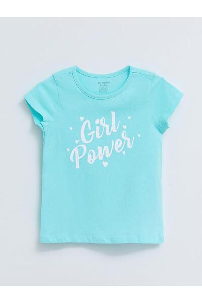 LC Waikiki تي شيرت بناتي مطبوع بأكمام قصيرة وياقة دائرية (S2)