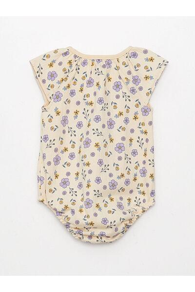 LC Waikiki Crew Neck Short Sleeve Printed Baby Girl Snapback Bodysuit (S3)