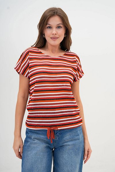 bacc Women's Red Patterned Sweater and Blouse (Bc25Pkn01)