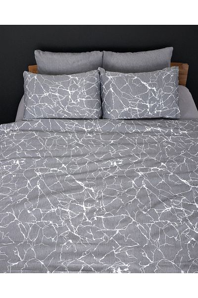 ÇIQRIK HOME Μονό Σετ Παπλωματοθήκη Ranforce με Ελαστικά Σεντόνια - Μοτίβο ρίγες