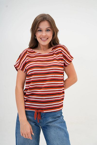 bacc Women's Red Patterned Sweater and Blouse (Bc25Pkn01)