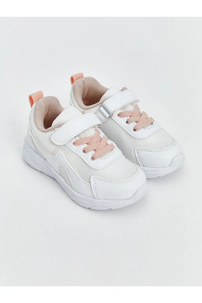 LC Waikiki Lcw Steps White Lace and Velcro Baby Girl's Sneakers