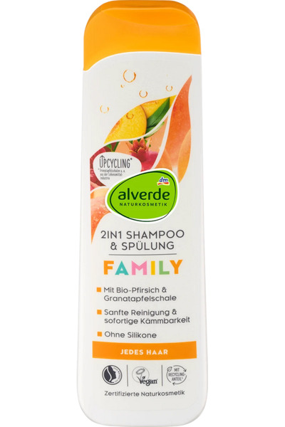 ALVERDE مستحضرات التجميل الطبيعية من Alverde - شامبو وبلسم عائلي 2 في 1، 300 مل
