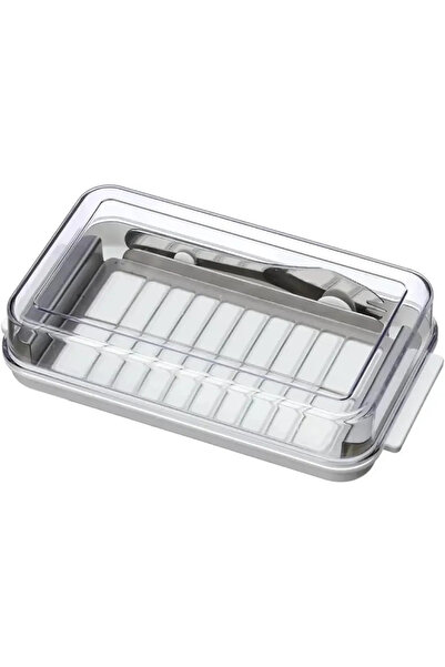 Choice صندوق تخزين الزبدة قطعة واحدة، طبق زبدة 2 في 1 مع غطاء شفاف وقطاعة، صندوق تقطيع الزبدة محكم الغلق