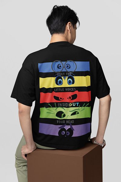 SEVBANO Inside Out Printed Unisex Oversize Cartoon Reverse Face T-Shirt
