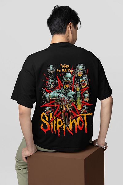 SEVBANO Slipknot Prepare for Hell Tour Written Unisex Oversize Rock Metal Music Band T-Shirt