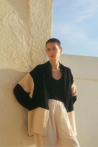 Touché Privé Color Block Patterned Muslin Kimono