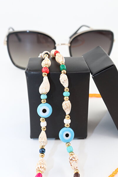 Seashell glasses chain with design evil eye beads. Spectacle rope. Spectacle rope strap. Spectacle chain.