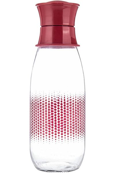 AKDC Glass Bottle L(9CM) XW(9CM) XH(26CM) Clear, red