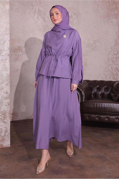 TRENDTESETTÜR Purple Women's Set with Brooch and Skirt - Lilac t 9274