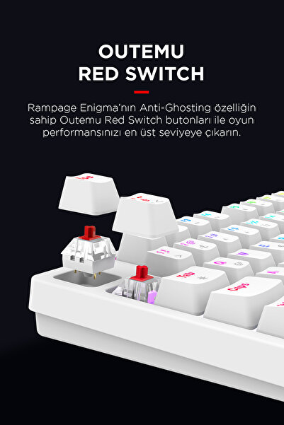 Rampage ENIGMA 75 RGB Aydınlatmalı Red Switch Kompakt Dizilim Gaming Mekanik Oyuncu Klavyesi Beyaz