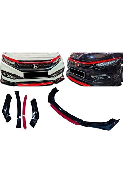 SAHLAN Chevrolet Cruze Uygun Universal Flaplı 4 Parça Lip Piano Black Kırmızı...