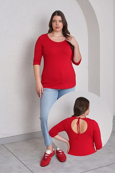 Büyük Moda Lycra Cotton T-Shirt with Window Detail on the Back