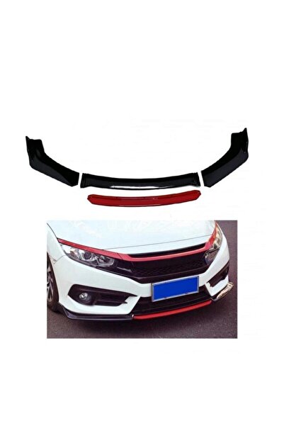 OLED GARAJ Honda Civic Fc5 Makyajlı Kasa 4 Parça Ön Lip Kırmızı