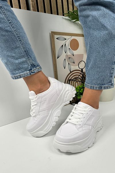 Nstil White Tiger Stripe Thick High Sole Comfortable Women's Sneaker - 032