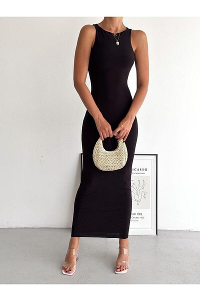NEAR Rochie lungă cu decolteu cu șarmuire elegantă și confortabilă – țesătură submersibilă, elastică și design modern