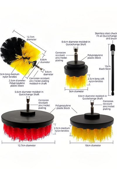 COOYA 37 Pcs Drill Brush Attachments Set, Scrub Pads/Tile Sponge with Long Extension