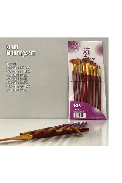 Polisan 10-Piece X1 Art Hobby Brush Set Mix