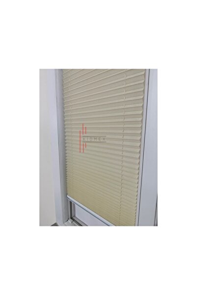 Kidmex Krem Plise Katlanır Cam Balkon Perdesi - Ofis Perdesi - Ev Perdesi - Salon Perdesi - Plise Perde