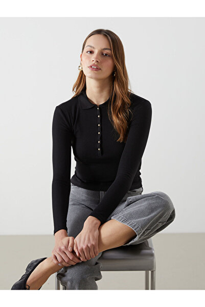 LC Waikiki LCW Vision  Polo Yaka Dokulu Kadın Tişört