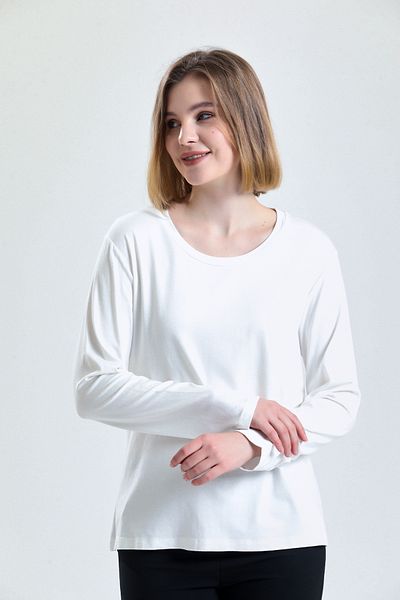 Sense Bluză cu mânecă lungă din elastan de viscoză |   Kve0140Y09 Ecru