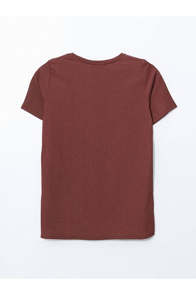 LC Waikiki Einfarbiges Damen-T-Shirt mit Rundhalsausschnitt