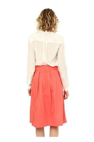 Sense Pleated Straight Cupra Skirt| Etk12870 Coral