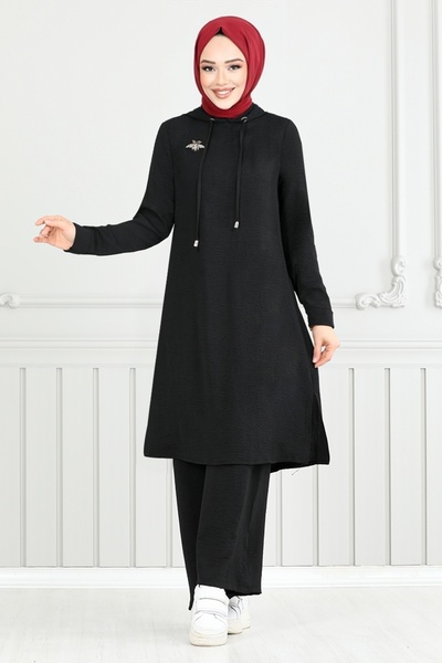 ModaMerve Arma Detay İkili Takım 360DVL897-M Siyah