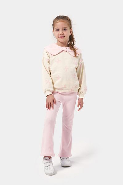 Minipodyum Girl's Bow Collar Detailed Tights Double Set