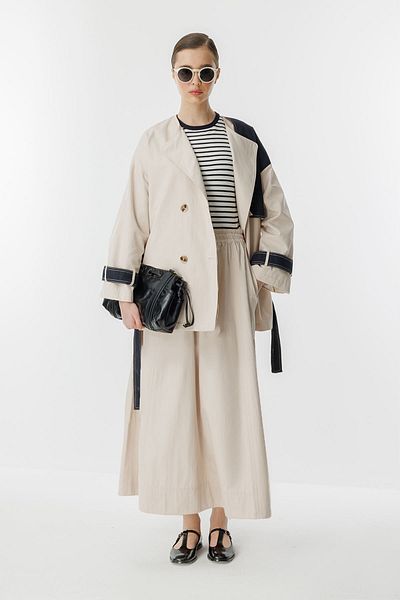 Hooopstore Trench din denim cu detaliu dublu din piatră