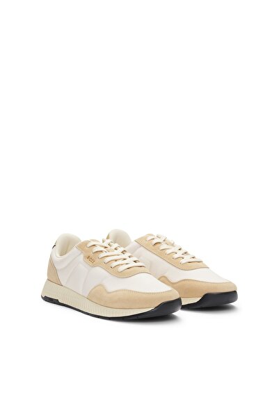 BOSS Karışık malzemeden süet süslemeli spor ayakkabı