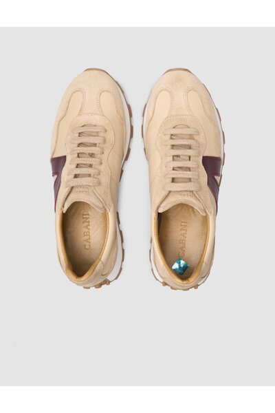 Cabani 100% Genuine Leather Beige Women's Sneakers