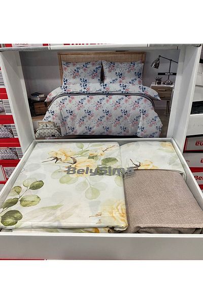 SENLİFE Set cuvertură dublă din bumbac Belysima - elastic în cutie