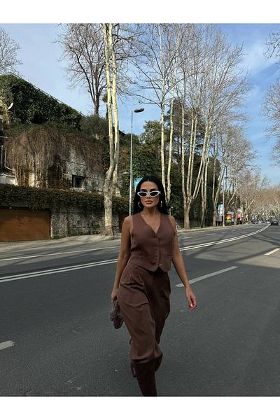 Friday Mood Women's High Waist Palazzo Pants Vest Set