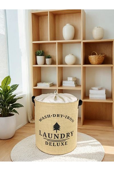 PRENDİ HOME Laundry Deluxe εμπριμέ διχτυωτό γιούτα Πτυσσόμενα ρούχα βρώμικα πετσέτες πλυντηρίου 37 x 40