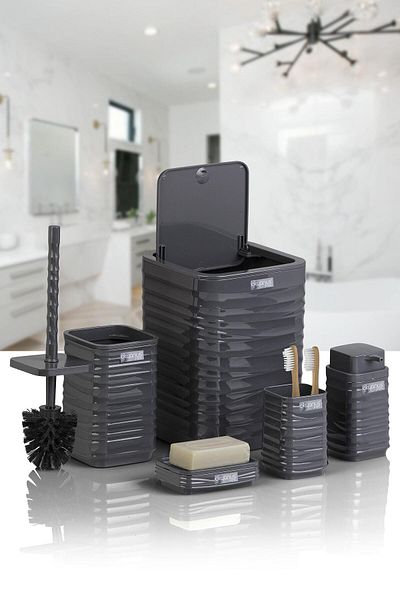 Okyanus Home Σετ μπάνιου Luna Anthracite Square 5 τεμαχίων