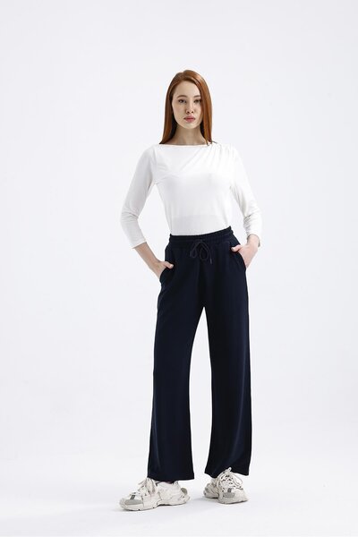 Miss Murem Bol Paça Modal Pantolon-NAVY