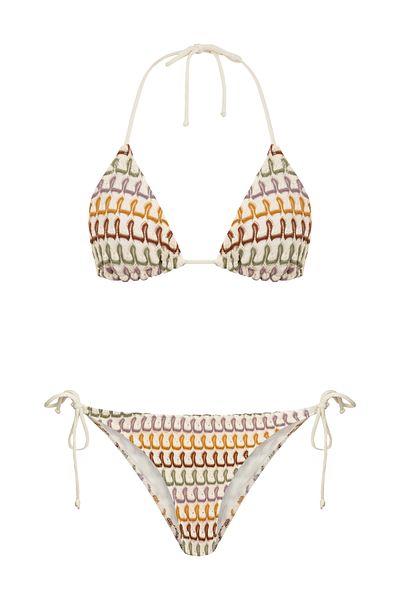 AQUELLA Knitwear Colorful Triangle Bikini Set