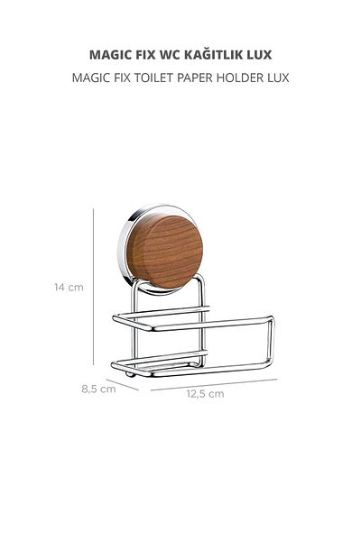 Okyanus Home Magic Fix Wood Patterned - Suport pentru hârtie WC Magic Sticky Chrome MGK-708W