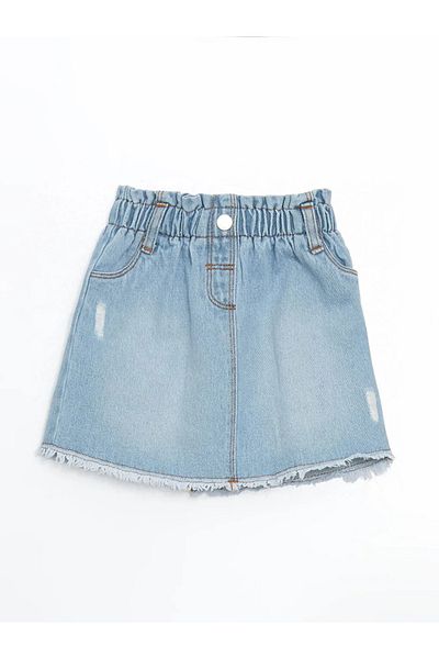 LC Waikiki LCW Kids Blauer Mädchen-Jeansrock mit elastischer Taille