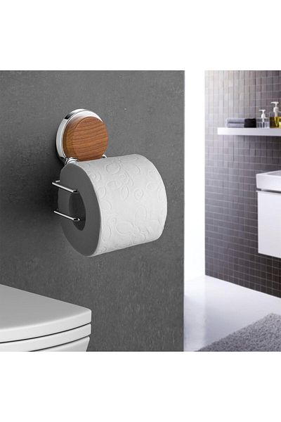 Okyanus Home Magic Fix Wood Patterned - Suport pentru hârtie WC Magic Sticky Chrome MGK-708W
