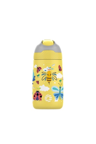 Vagonlife زجاجة ترمس من الفولاذ البارد سعة 350 مل مع قش ومقبض منقوش لمدة 6 سا...