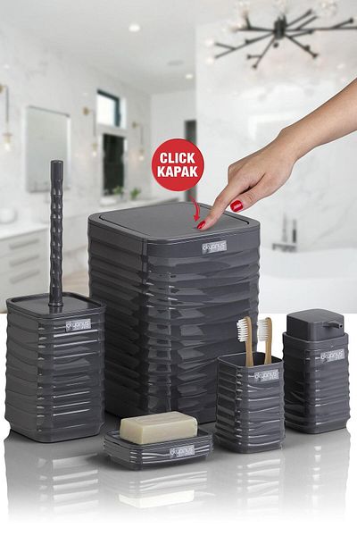 Okyanus Home Σετ μπάνιου Luna Anthracite Square 5 τεμαχίων